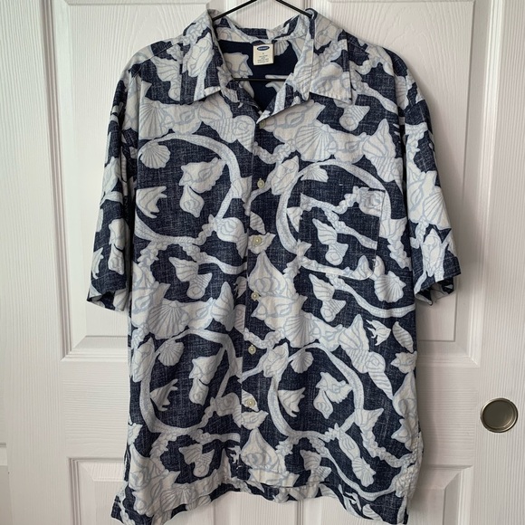 Old Navy Beachy Shell Print Button Down Shirt Sz Large - Picture 3 of 9